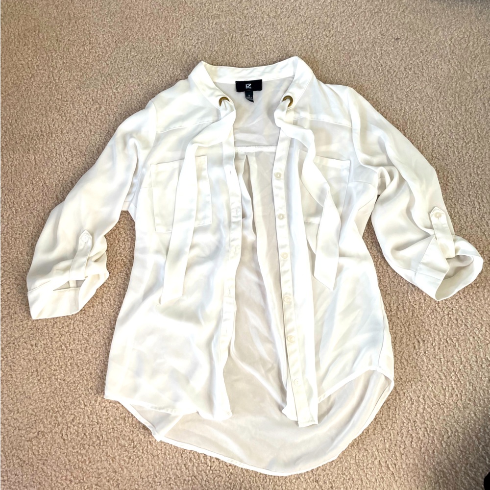 Satin shirt with grommet detail